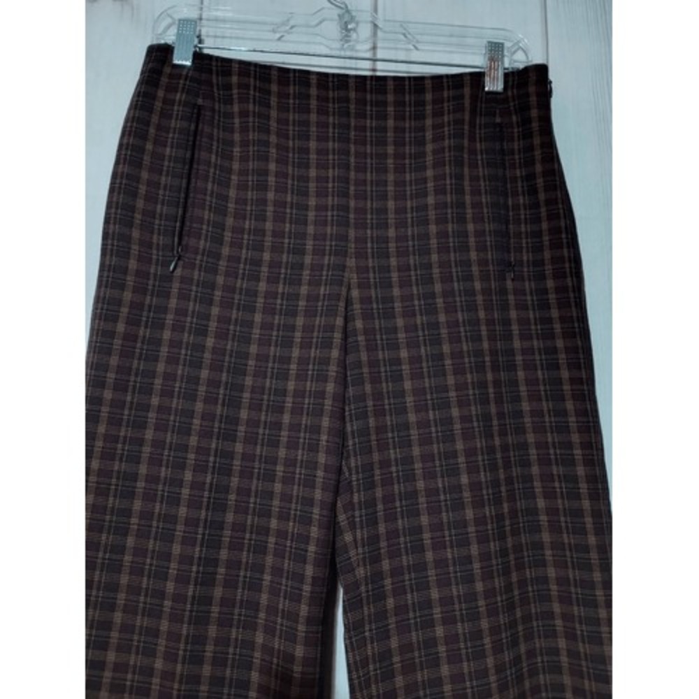 Elle‎ Tahari Pants Ladies 6 Maroon Plaid Ankle Straight Leg - Picture 3 of 8